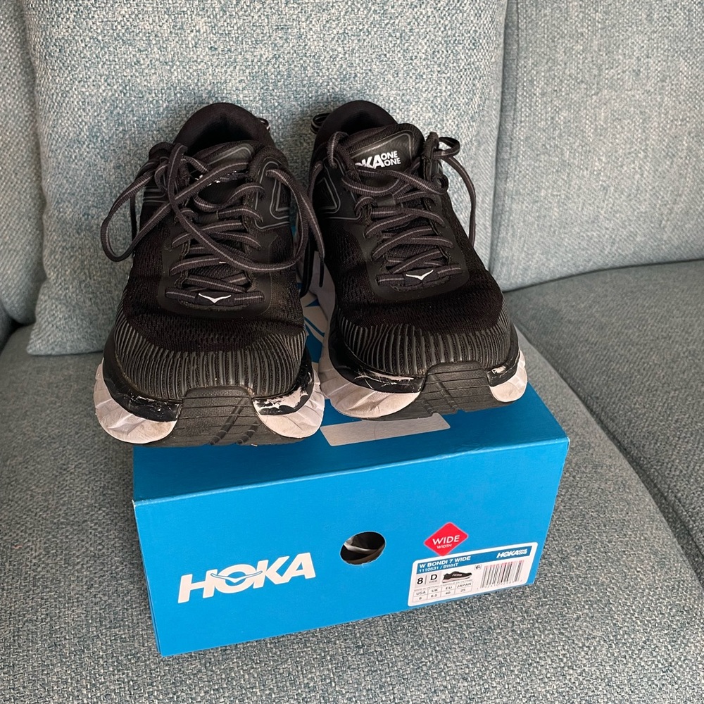 Hoka black and white sneakers - Size 8 Wide